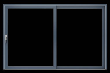 siyah arka plan üzerine izole metalik penceresini açın. 3D çizim