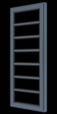 siyah arka plan üzerine izole metalik penceresini açın. 3D çizim