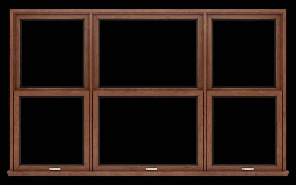 黑色背景的棕色木窗。3d 图案 — 图库照片