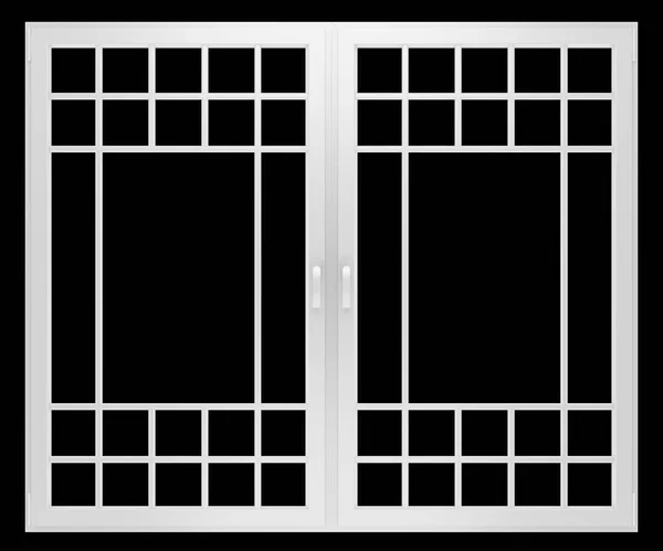 Okno, izolované na černém pozadí. 3D obrázek — Stock fotografie