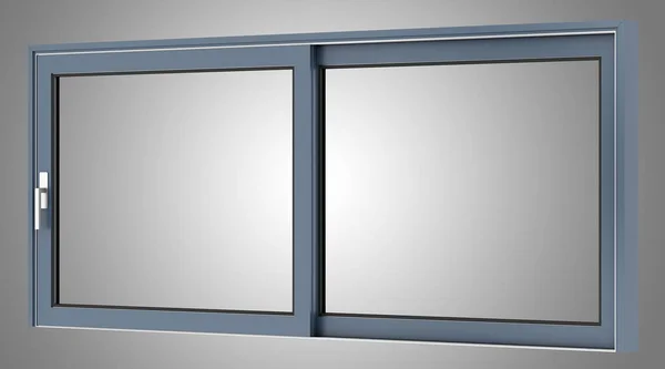 Ventana metálica aislada sobre fondo gris. ilustración 3d —  Fotos de Stock