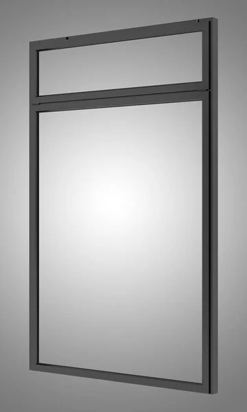 Черное металлическое окно изолировано на сером фоне. 3D-иллюстрации — стоковое фото