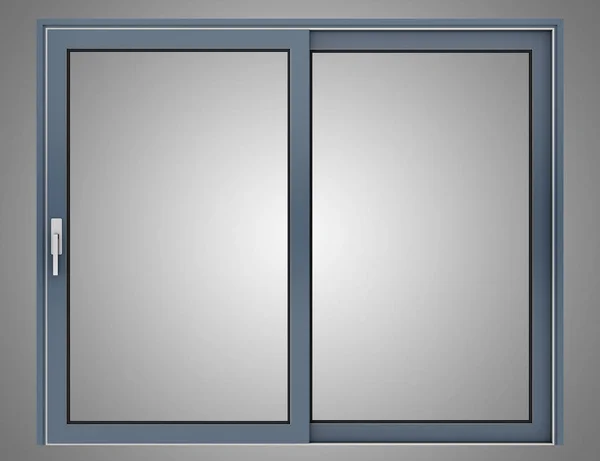 Metalliska fönster isolerade på grå bakgrund. 3D illustration — Stockfoto