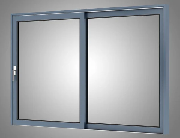Fenêtre métallique isolée sur fond gris. Illustration 3d — Photo