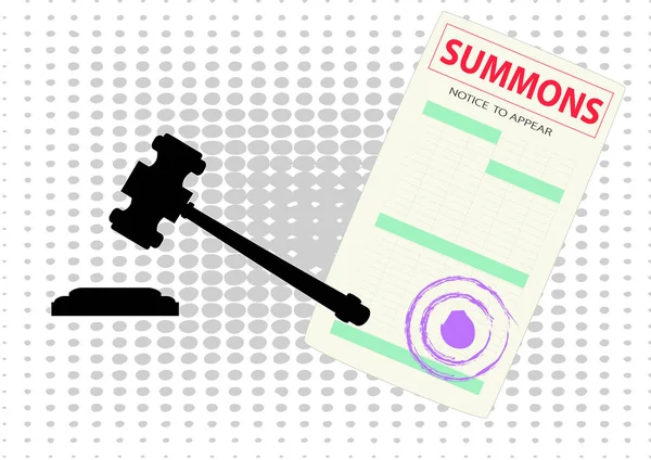 boş mahkeme celbi ve bir mahkeme siyah çekiç