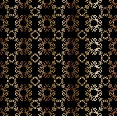 Siyah bir arkaplanda altın, kusursuz geometrik desen