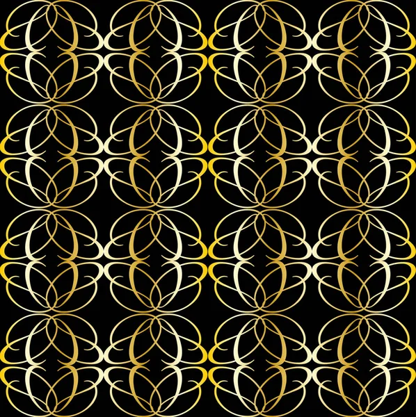 Золотой бесшовный геометрический узор на черном фоне — стоковый вектор