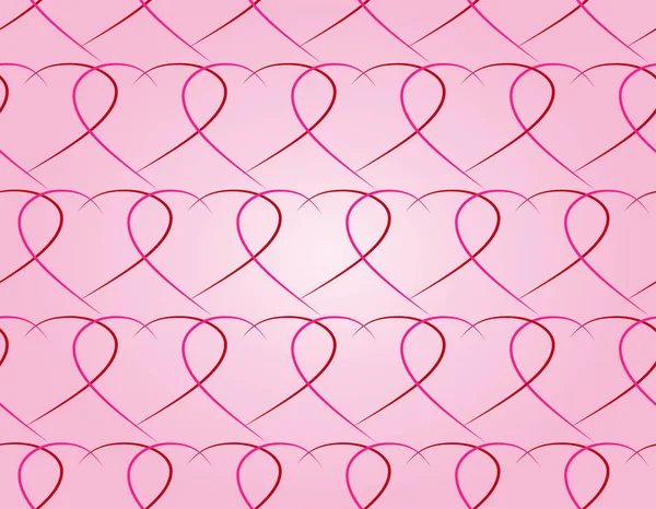 Seamless pattern of red hearts on a pink background — Stock Vector