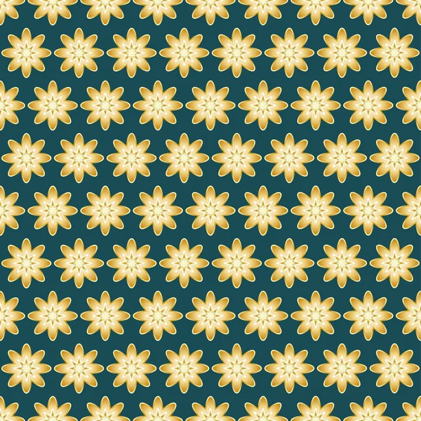 Бесшовный векторный узор в золотом цвете на темно-зеленом фоне — стоковый вектор