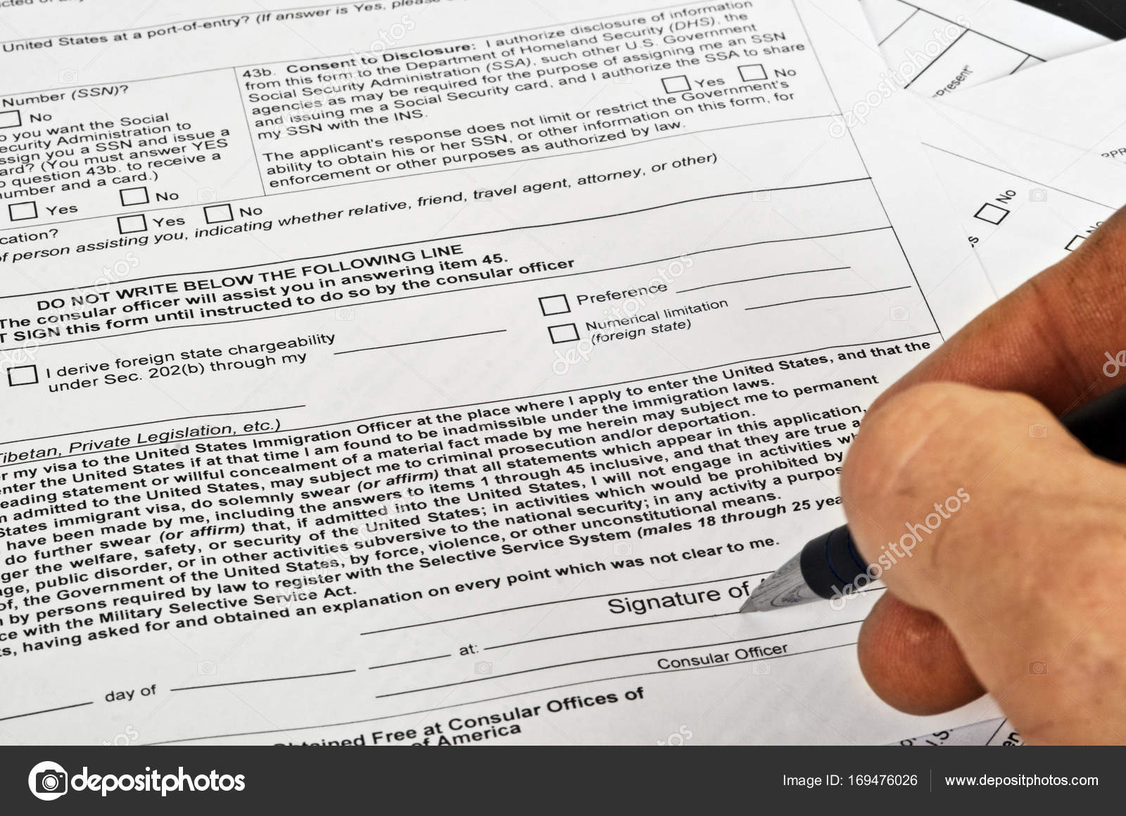 lies surface US Form ... on \u2014 immigration Stock Paper the visa Form surface on the visa lies Paper ... US Stock \u2014 immigration