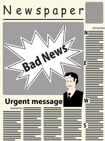 Vector afbeelding van een krant met slecht nieuws — Stockvector