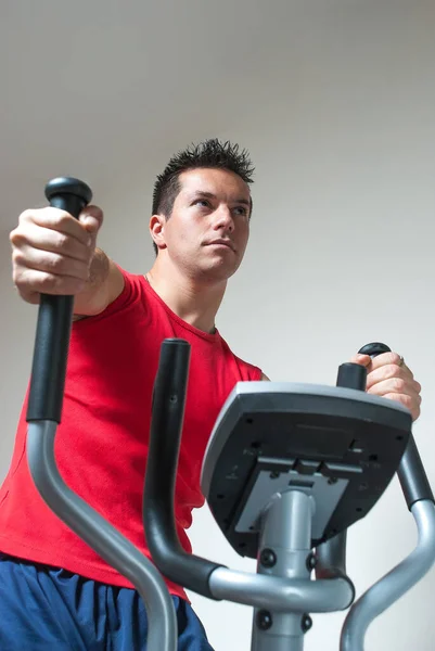 Young Guy Training Home Pandemic — Stock Photo, Image