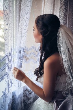 Pencerenin yanındaki gelinin portresi