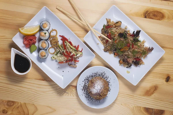 Chinese food on  wooden — Stock Photo, Image