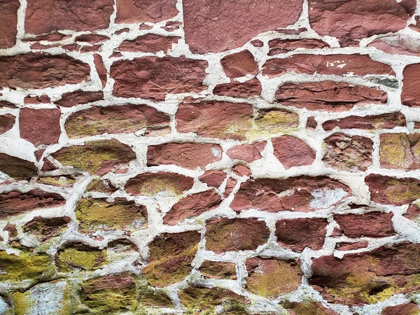 Πέτρινος Τοίχος Φόντο Από Κόκκινη Και Κίτρινη Πέτρα — Φωτογραφία Αρχείου