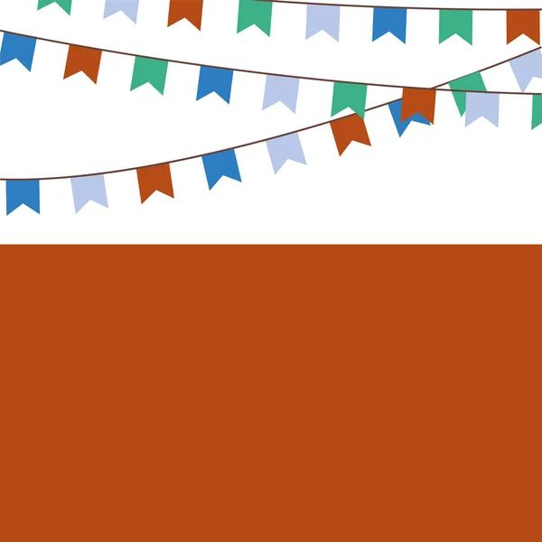 Fondo vacanza con bandiere blu, arancio, verde — Vettoriale Stock