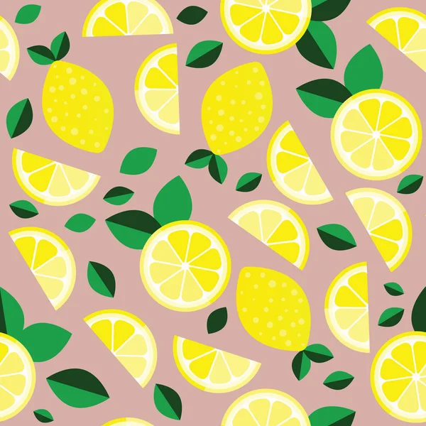 新鲜的柠檬背景。手画重叠的背景。彩色墙纸矢量。带柑橘类水果的无缝模式收藏指正. — 免费的图库照片