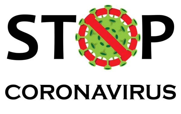 Assine com cautela coronavirus.Stop coronavirus 2019-nCoV. Surto de coronavírus. Perigo de coronavírus e doença de risco à saúde pública e surto de gripa.Conceito médico pandêmico com células perigosas.ilustração — Vetor de Stock