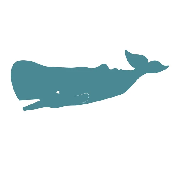 Vector cute cartoon blue whale isolated on white background. Vector illustration EPS.10 — Stock Vector