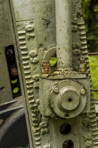 Close-up measuring detail of old oil pump — Stock Photo, Image