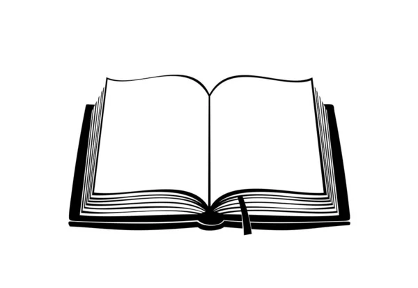 Open book icon. Black and white design. Vector illustration. — Stock Vector