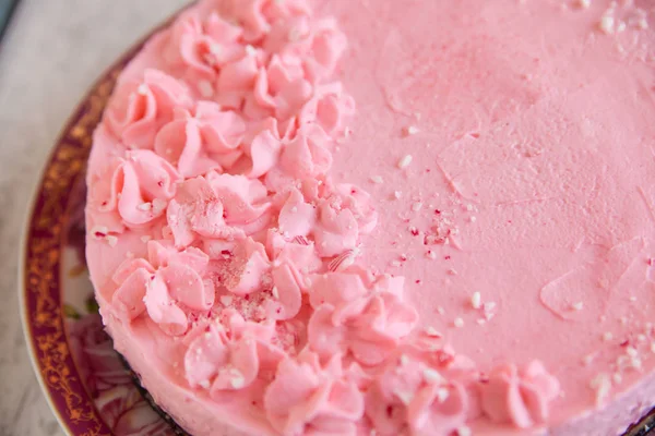 Torta di formaggio con marshmallow rosa — Foto Stock