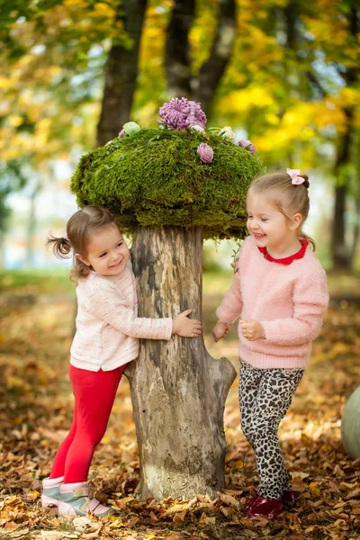 Κορίτσια στο πάρκο φθινόπωρο — Φωτογραφία Αρχείου