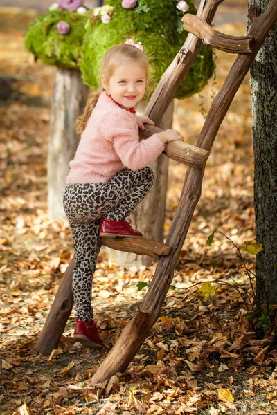 Lachende meisje in de herfst park — Stockfoto