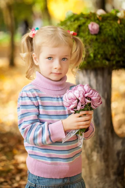 Ragazza sorridente nel parco autunnale — Foto Stock