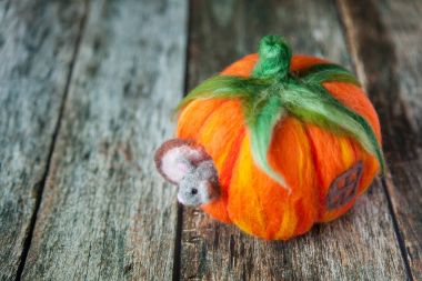 Sevimli peluş fare veya kabak evi