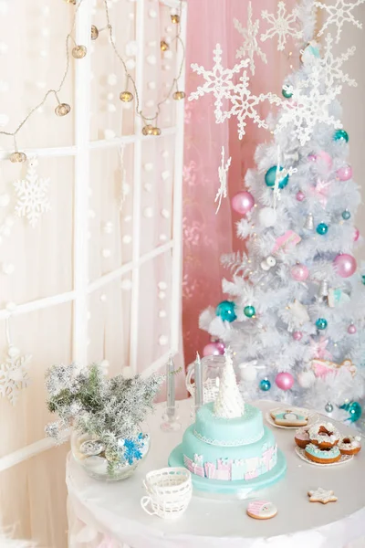 Christmas Decorated Studio Pastel Colors — Stock Photo, Image