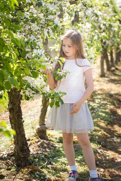 Schönes junges Mädchen im Frühlingsgarten — Stockfoto