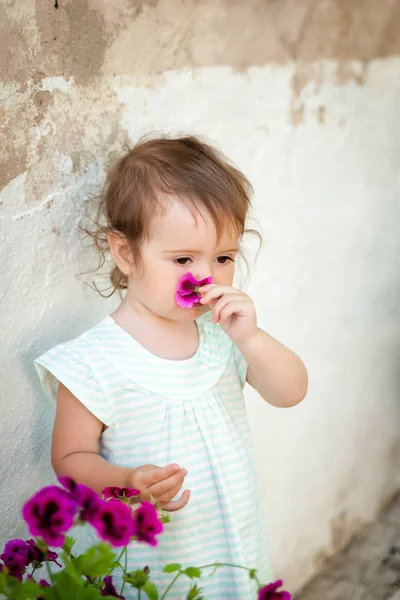 Menina bonito em Alfabia jardins — Fotografia de Stock