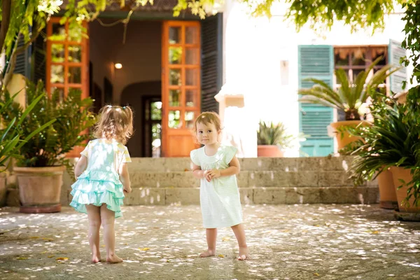 Милые маленькие девочки в саду Альфабии — стоковое фото