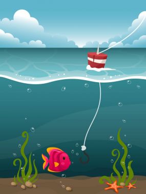 Balık tutma renk illüstrasyon