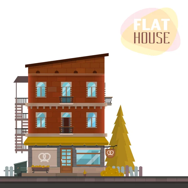 Illustration de la maison plate — Image vectorielle