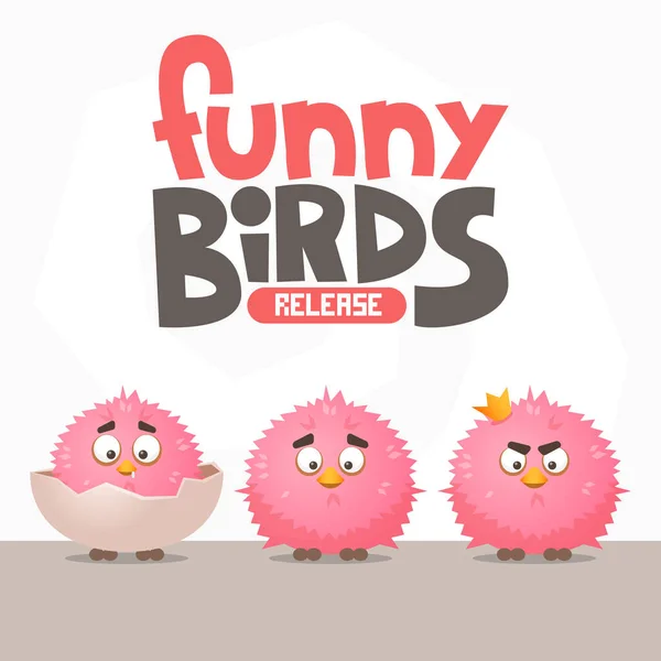 Funny color birds — Stock Vector