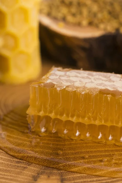 Honeycomb, pollen och propolis — Stockfoto