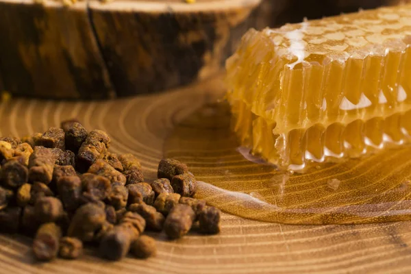Rayons de miel, pollen et propolis — Photo