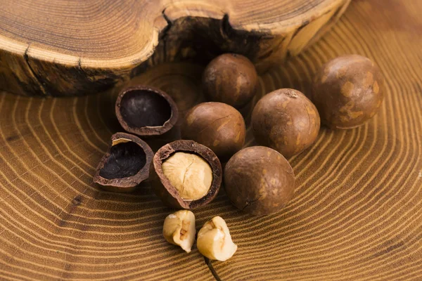 Macadamia καρύδια. Προβολή μακροεντολών — Φωτογραφία Αρχείου