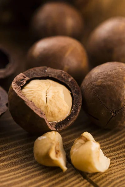 Macadamia fıstığı. Makro görünümü