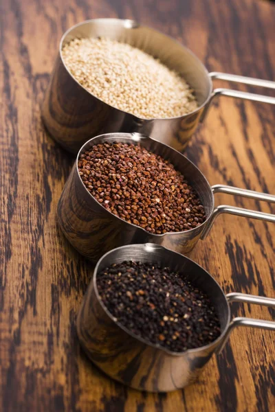 Seeds of Red, White and Black Organic Quinoa — Stock Photo, Image