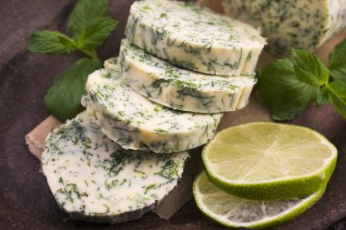 herbs butter with parsley, lime and mint clipart