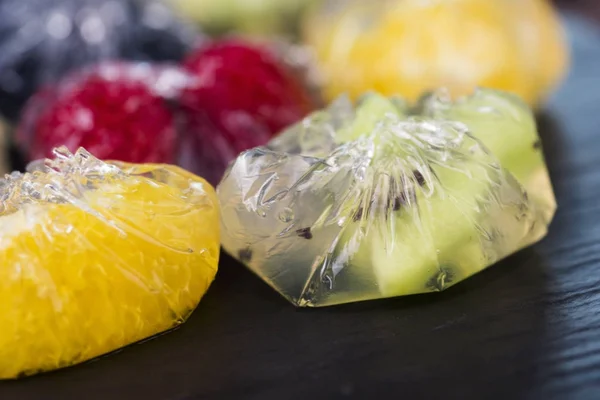 Jello dessert with fruits — Stock Photo, Image