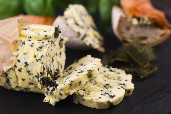 Herbs butter with wamake and sesame — Stock Photo, Image