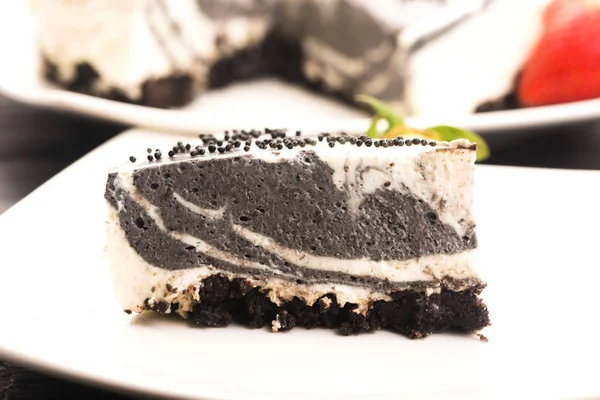 Black sesame cheese cake — Stock Photo, Image