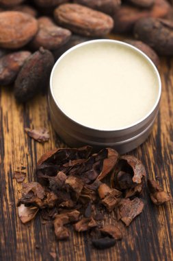 Doğal kakao yağı. Sağlıklı, fasulye.