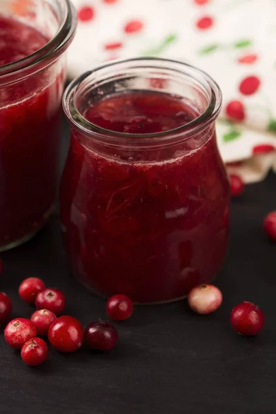 Cranberry jelly dessert — Stock Photo, Image