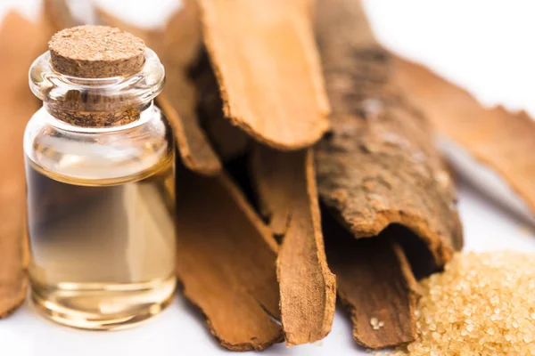 Cinnamon with essential oil — Stock Photo, Image