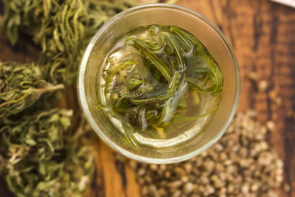 Cannabis Gyógynövény Tea Háttér — Stock Fotó